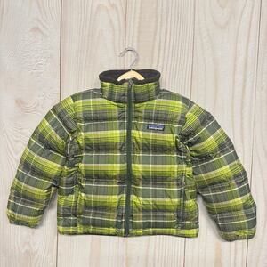 Patagonia Kids XS (5-6)? Goose Down 700 Fill Insulated Puffer Jacket Green Plaid